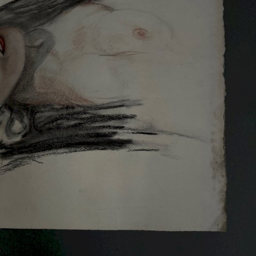 Dessin 1900 femme allongée monogramme A5561