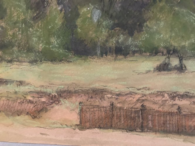 Dessin 1900 Peinture Papier Aquarelle Paysage Fusain Forêt A Identifier Art