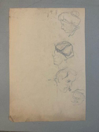 Dessin 1910 Nu Académique Mine De Plomb Bleu Art ancien Femme crayon Portrait