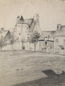 Dessin 1920 mine de plomb crayon Paysage Laurent GSELL Ancien Drawing Ingrandes
