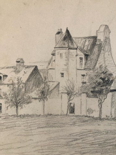 Dessin 1920 mine de plomb crayon Paysage Laurent GSELL Ancien Drawing Ingrandes