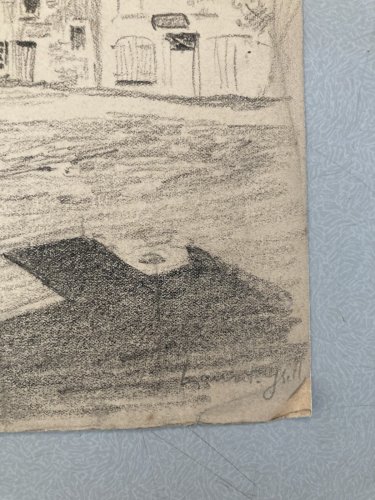 Dessin 1920 mine de plomb crayon Paysage Laurent GSELL Ancien Drawing Ingrandes