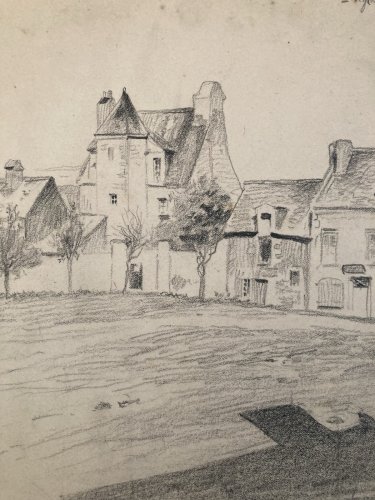 Dessin 1920 mine de plomb crayon Paysage Laurent GSELL Ancien Drawing Ingrandes