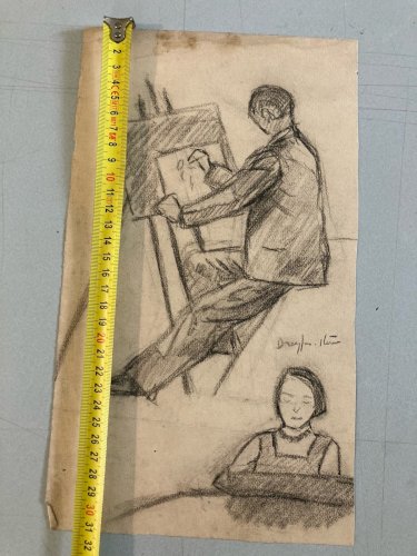 Dessin 1930 Crayon Atelier Papier Peintre Art Jean Dreyfus Stern x Arts