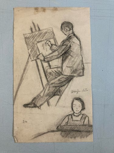 Dessin 1930 Crayon Atelier Papier Peintre Art Jean Dreyfus Stern x Arts