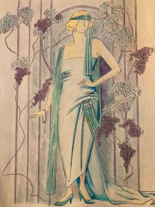 Drawing 1930 Portrait Pencil Paper Woman New Deco Art Hand XXth Century