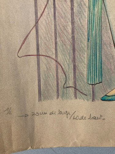 Dessin 1930 Portrait Crayon Papier Femme  Nouveau Déco Art Main  Epoque XXe