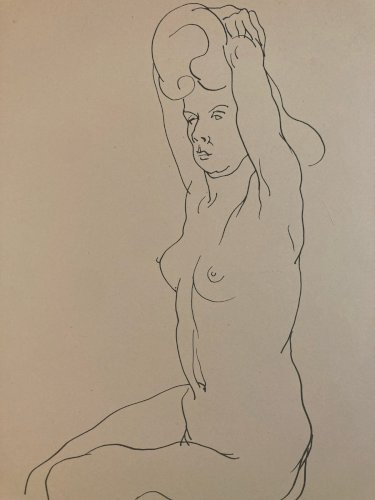 Dessin 1945 Encre Femme Nue Nu Erotique A Identifier Art Atelier Ancien
