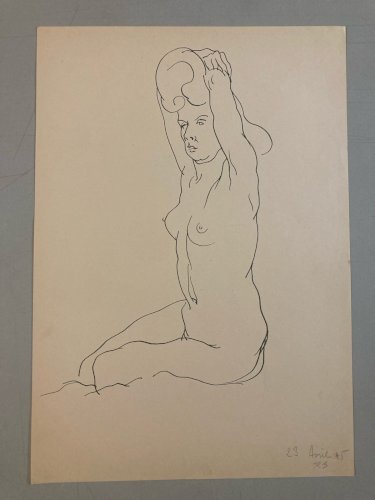 Dessin 1945 Encre Femme Nue Nu Erotique A Identifier Art Atelier Ancien