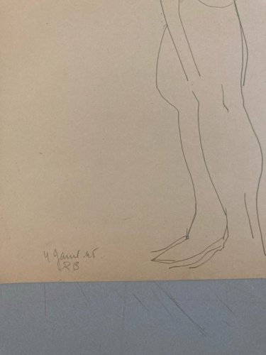 Dessin 1945 Encre Homme Nue Nu Erotique A Identifier Art Atelier Ancien