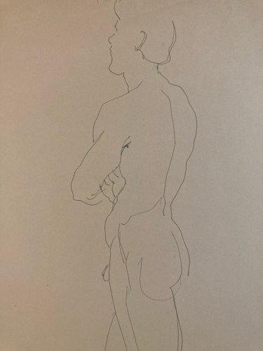 Dessin 1945 Encre Homme Nue Nu Erotique A Identifier Art Atelier Ancien