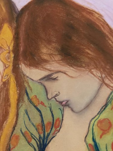 Dessin 1950 Peinture Portrait Femme Expressionniste Expressionnisme Allaitement