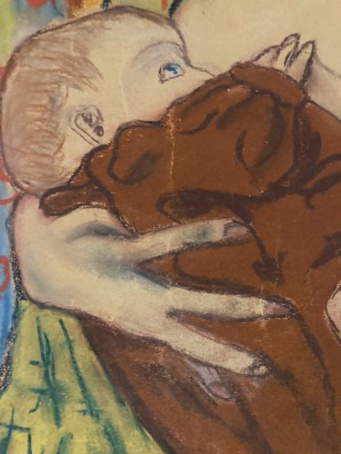 Dessin 1950 Peinture Portrait Femme Expressionniste Expressionnisme Allaitement