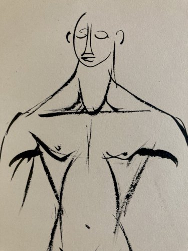 Dessin 1960 Encre Homme Nue Nu Erotique A Identifier Art Atelier Ancien