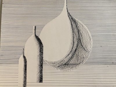 Dessin 1960 Encre Papier Cubiste Post Cubisme Nature Morte Aux Bouteilles