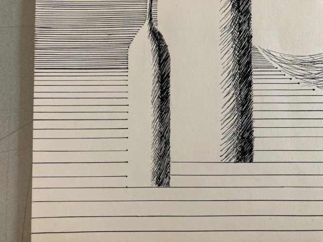 Dessin 1960 Encre Papier Cubiste Post Cubisme Nature Morte Aux Bouteilles