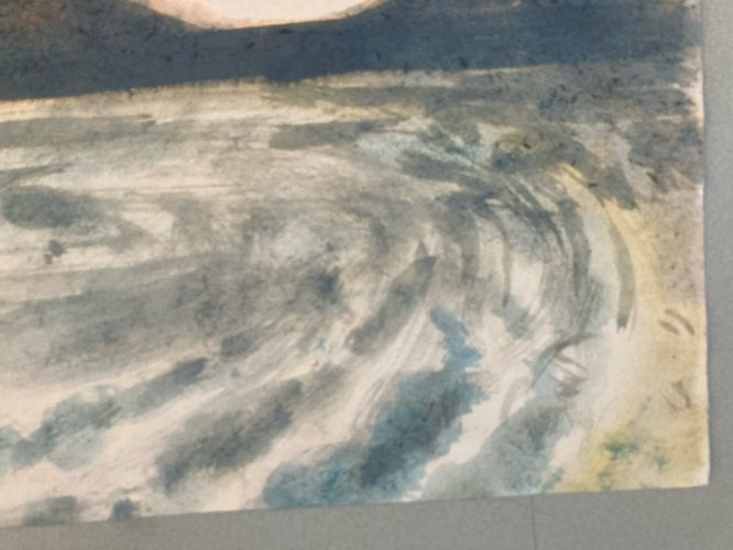 Dessin 1960 Peinture Papier Aquarelle Paysage Mer A Identifier art  Marine