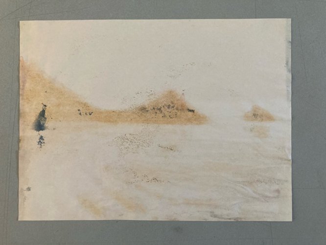 Dessin 1960 Peinture Papier Aquarelle Paysage Mer A Identifier art  Marine