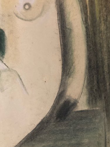 Dessin 1960 Sur Papier Femme Nue Nu Atelier Crayon Minimaliste Cubisme Art