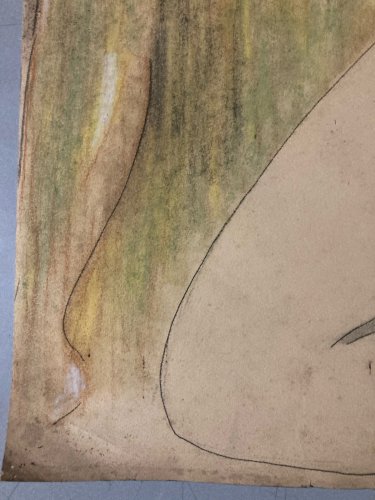 Dessin 1960 Sur Papier Femme Nue Nu Atelier Crayon Minimaliste Cubisme Art