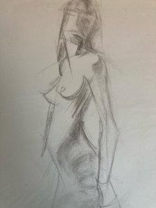 Drawing 1970 Art Crayon Nude Woman Nude Erotic Ancient Post Cubism Paper