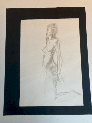 Dessin 1970 Art Crayon Femme Nu Nue Erotique Ancien Post Cubisme Papier