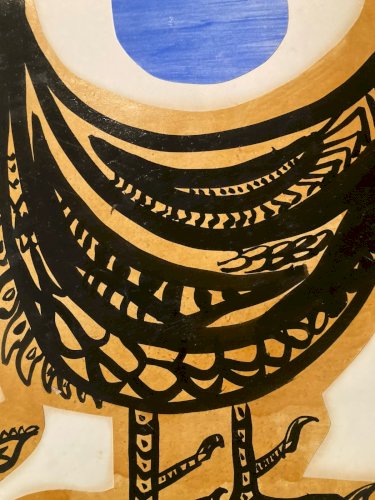 Dessin  1970 Coq Poule Animal Animaux Ancien Encre Peinture A Identifier Art