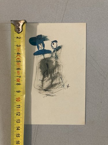 Dessin 1970 Lavis Encre Portrait Femme Expressionniste annie perinaux
