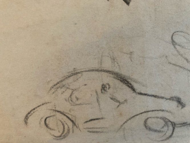 Dessin 1970 Oiseau Crayon Fusain Colombe Animal Animaux A Identifier Drawing XXe