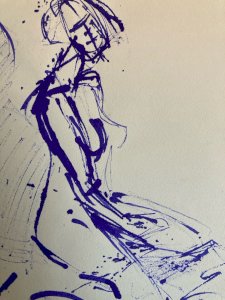 Drawing 1980 Ink Woman Naked Nude Erotic To Identify Art Blue Workshop 20th Century