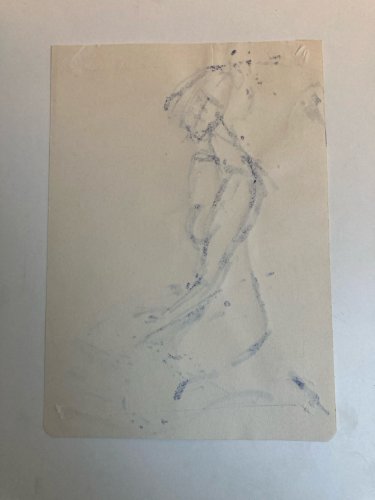 Dessin 1980 Encre Femme Nu Nue Erotique A Identifier Art Atelier Bleue XXe