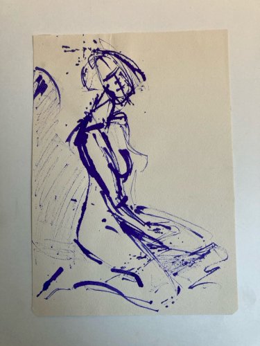 Dessin 1980 Encre Femme Nu Nue Erotique A Identifier Art Atelier Bleue XXe