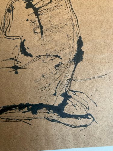 Dessin 1980 Encre Femme Nu Nue Erotique A Identifier Art Atelier Dos XXe