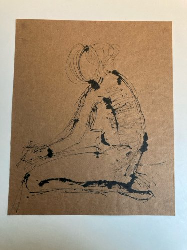 Dessin 1980 Encre Femme Nu Nue Erotique A Identifier Art Atelier Dos XXe