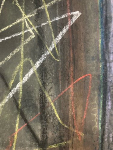 Dessin 1980 Fusain Peintre Marcel Melot Art Abstraction Expressionnisme Abstrait