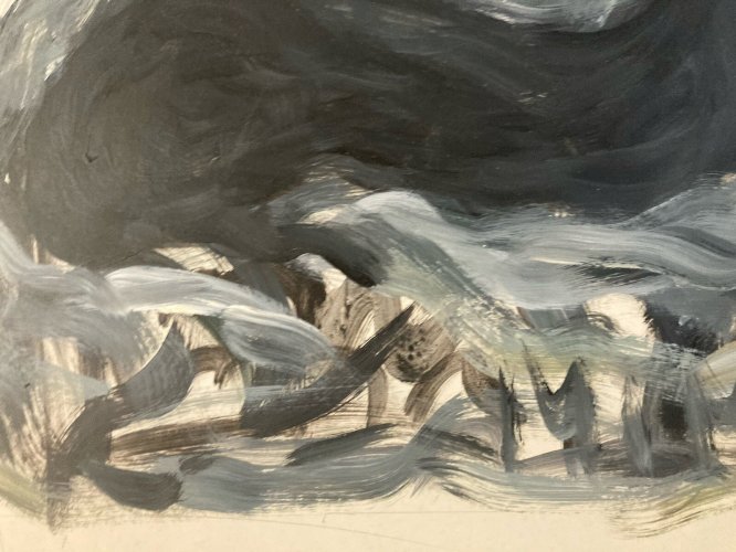 Dessin 1980 Peinture Papier Gouache Chat Signé A Identifier Expressionnisme