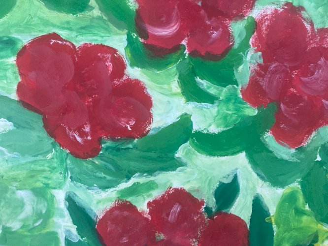 Dessin 1980 Peinture Papier Gouache  Fleur Fleurs Herbe À Identifier Art
