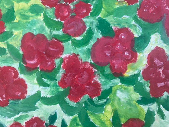 Dessin 1980 Peinture Papier Gouache  Fleur Fleurs Herbe À Identifier Art