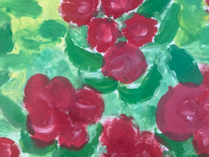Dessin 1980 Peinture Papier Gouache  Fleur Fleurs Herbe À Identifier Art