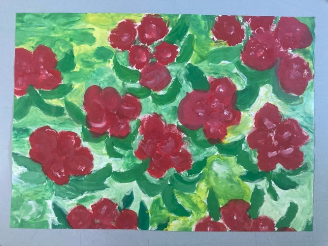 Dessin 1980 Peinture Papier Gouache  Fleur Fleurs Herbe À Identifier Art
