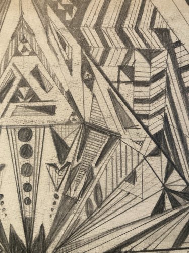 Dessin Abstrait 1950 Crayon Sur Papier abstraction Constructivisme Art XXe