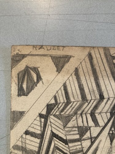 Dessin Abstrait 1950 Crayon Sur Papier abstraction Constructivisme Art XXe