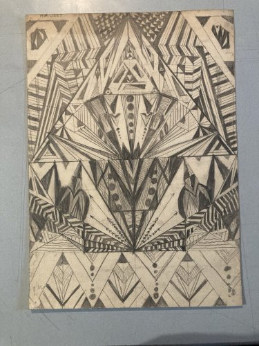 Dessin Abstrait 1950 Crayon Sur Papier abstraction Constructivisme Art XXe