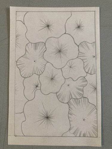 Dessin Abstrait 1976 Crayon Sur Papier abstraction Géométrique Art Fleur