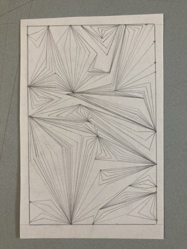 Dessin Abstrait 1976 Crayon Sur Papier abstraction Géométrique Op Art XXe