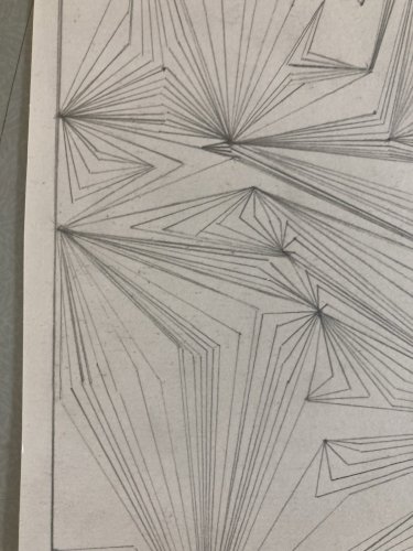Dessin Abstrait 1976 Crayon Sur Papier abstraction Géométrique Op Art XXe