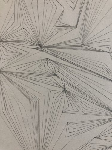 Dessin Abstrait 1976 Crayon Sur Papier abstraction Géométrique Op Art XXe