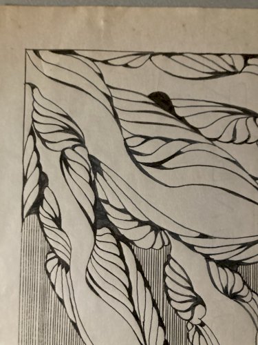 Dessin  Abstrait Encre Sur Papier abstraction 1980 À Identifier Fleur