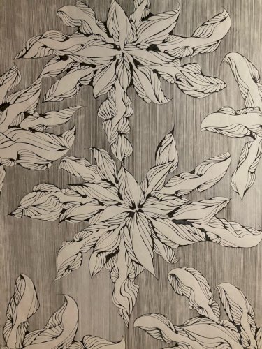 Dessin  Abstrait Encre Sur Papier abstraction 1980 À Identifier Fleur