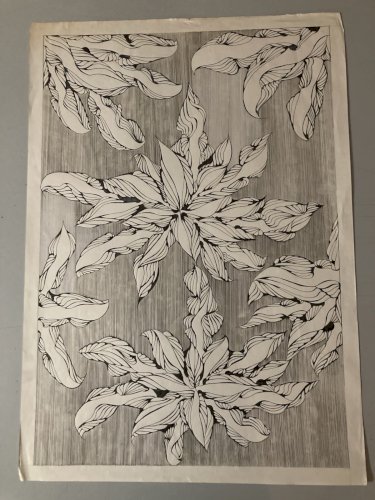 Dessin  Abstrait Encre Sur Papier abstraction 1980 À Identifier Fleur